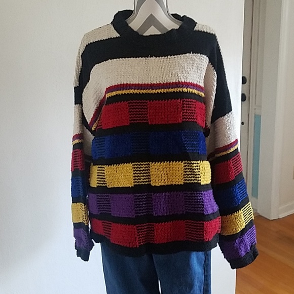 Allen Wah Native American Vintage lined Chenille Sweater Sz Lrg - Picture 2 of 11